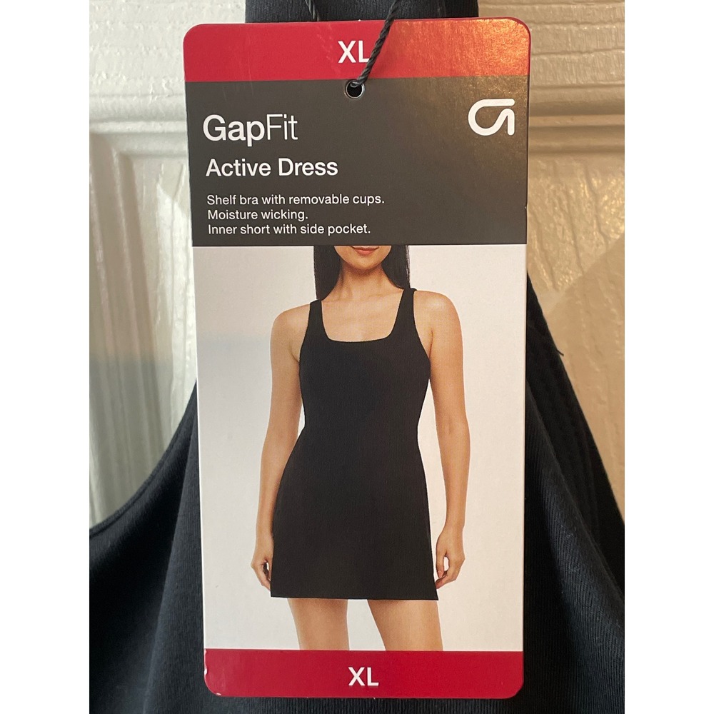 GapFit Active Dress Women XL Black NEW Shelf Bra Inner Shorts Pickleball Sporty - Picture 5 of 15